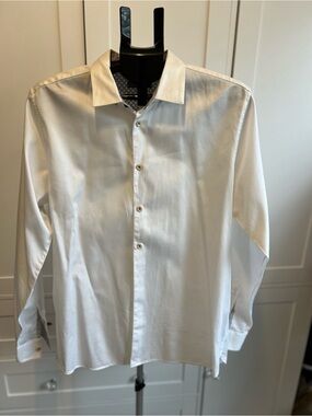 Ted Baker White Men's Dress Shirt with Subtle Contrast Trim (16.5)